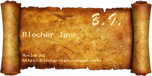 Blocher Igor névjegykártya